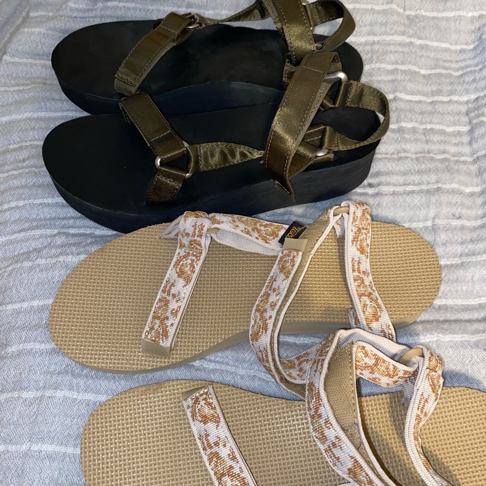 Teva Universal sandals, one platform and one mid form. Size 11 women’s.